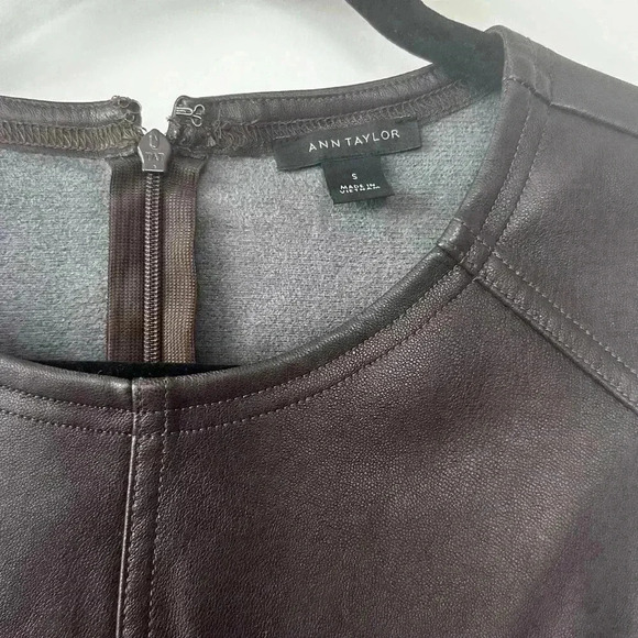Ann Taylor Faux Leather Bordeaux top - Picture 3 of 5